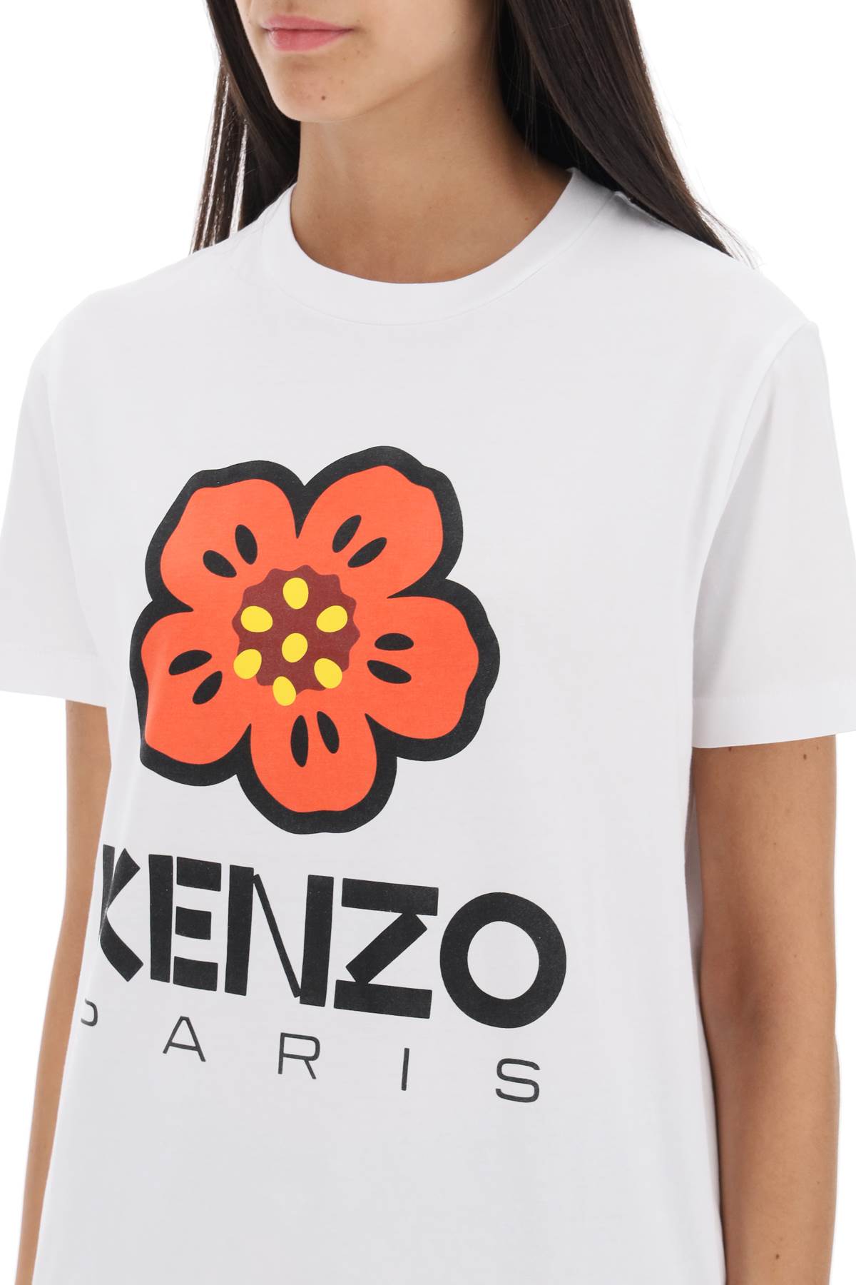 Boke Flower Printed T-shirt  - White