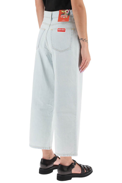 'sumire' Cropped Jeans With Wide Leg  - Light Blue