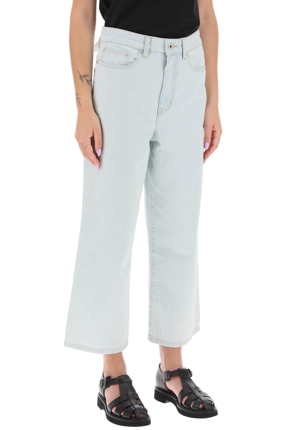 'sumire' Cropped Jeans With Wide Leg  - Light Blue