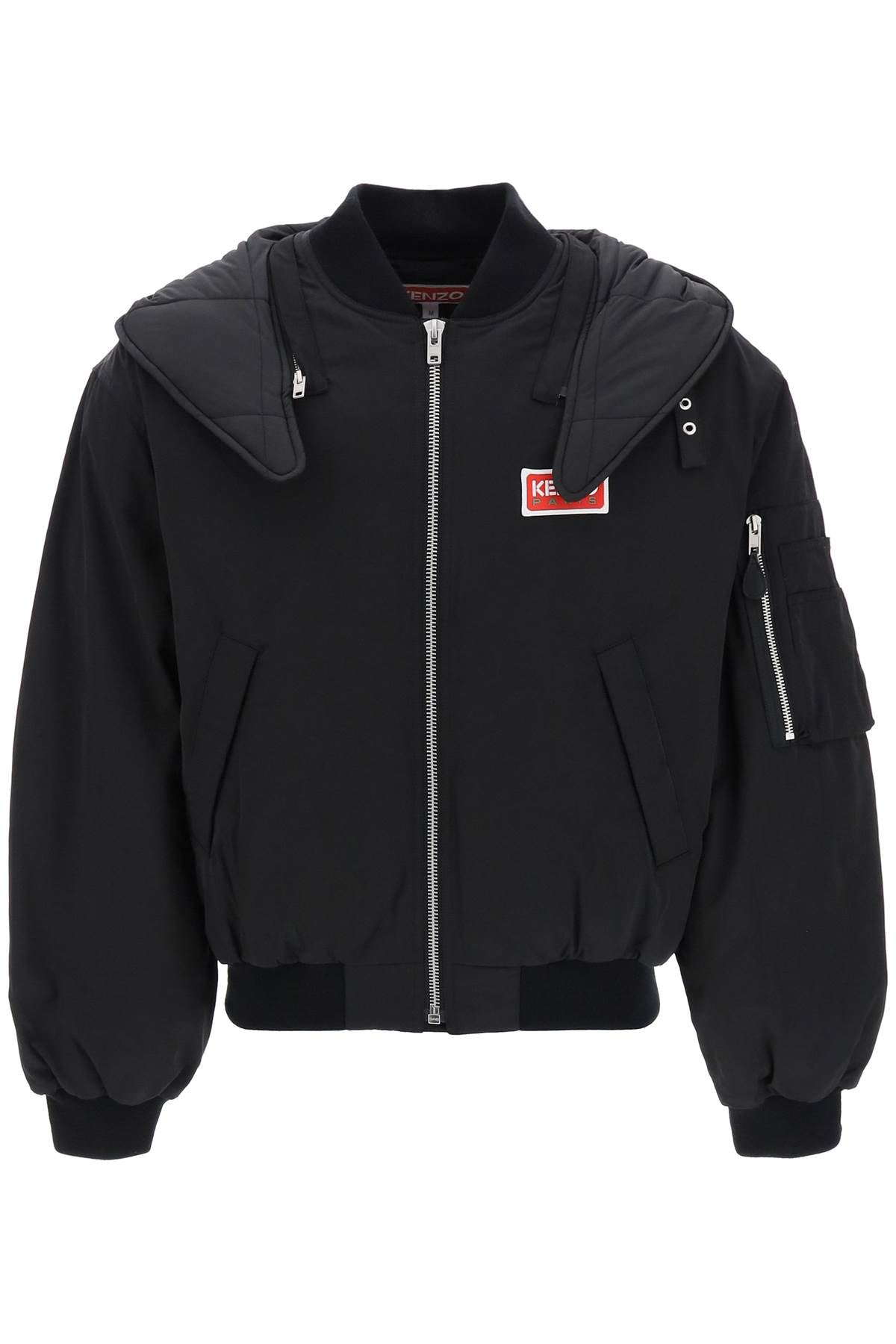 Padded Hooded Bomber Jacket  - Nero