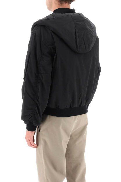 Padded Hooded Bomber Jacket  - Nero