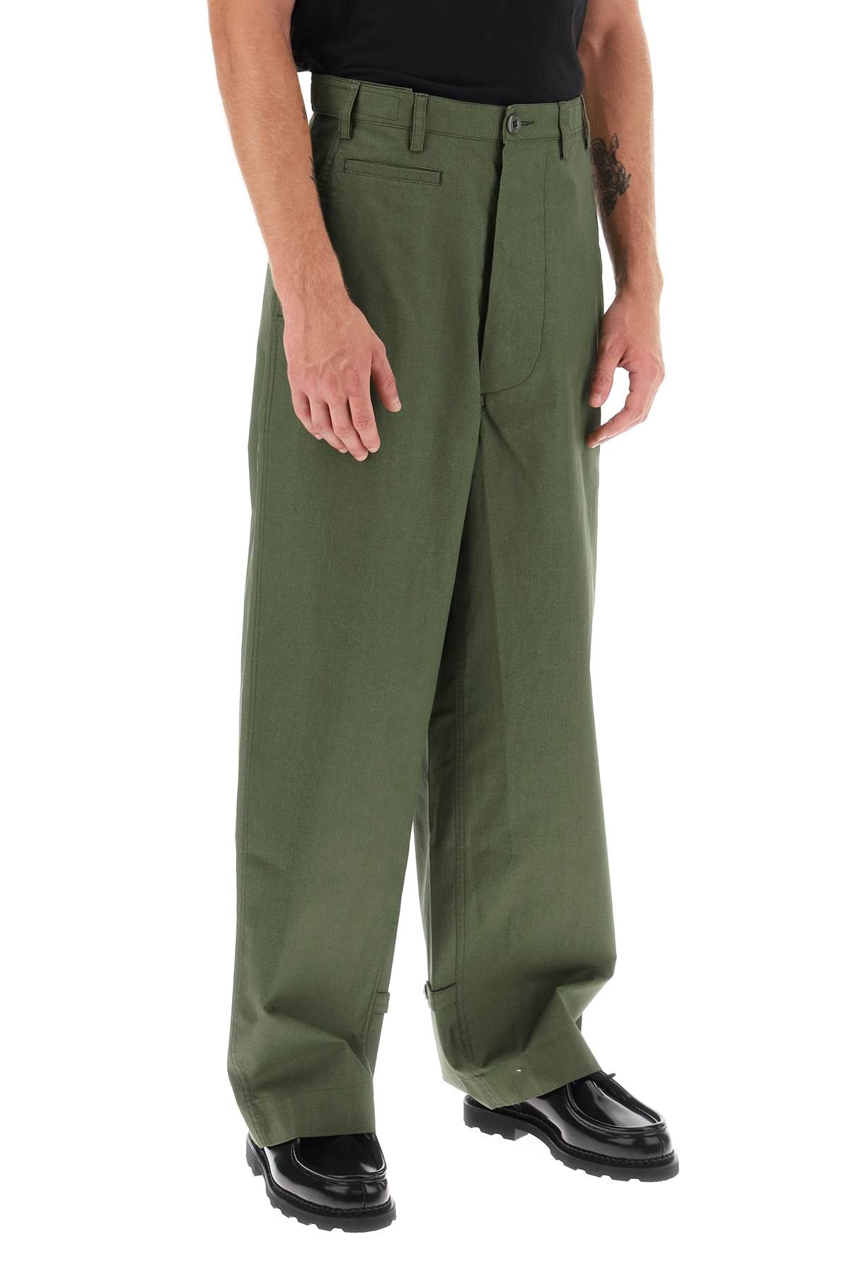 Oversized Cotton Pants  - Khaki