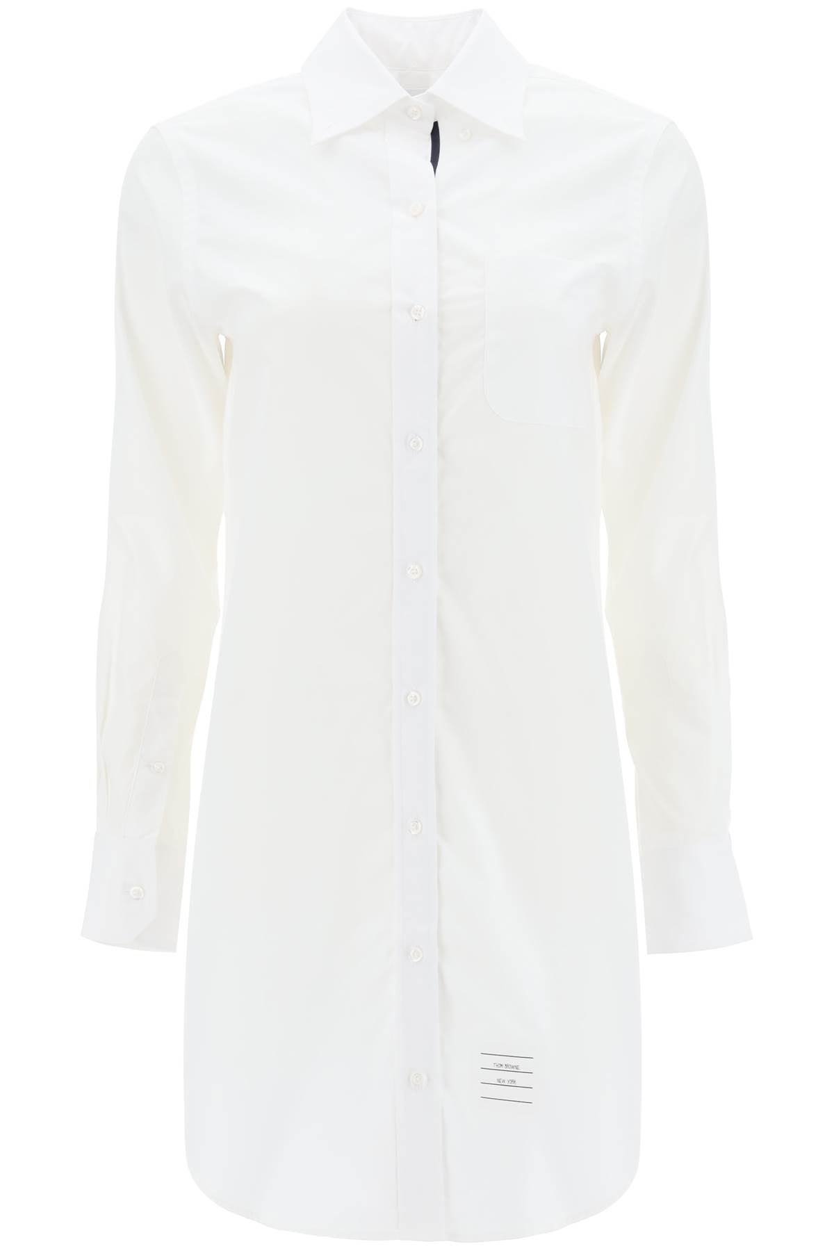 Short Button-down Shirt Dress  - White