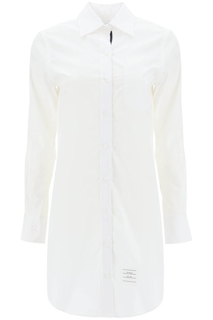 Short Button-down Shirt Dress  - White