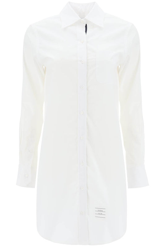 Short Button-down Shirt Dress  - White