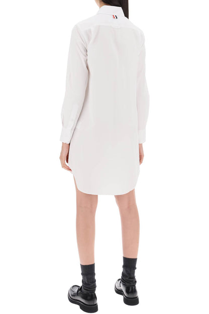 Short Button-down Shirt Dress  - White