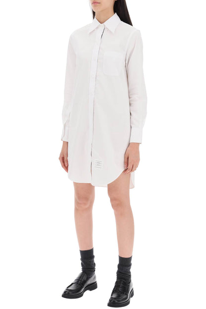 Short Button-down Shirt Dress  - White