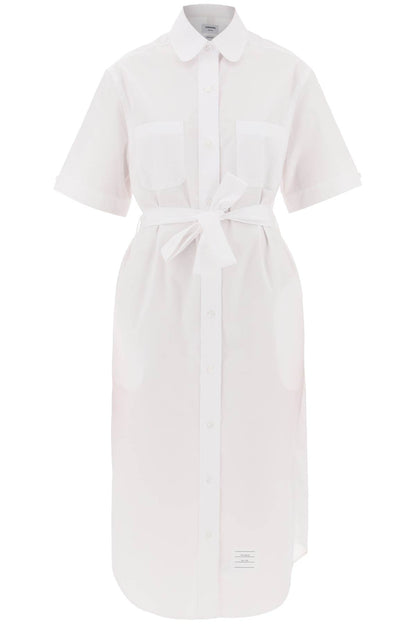 Midi Blouse With Belt  - White