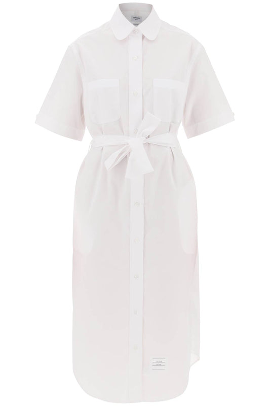 Midi Blouse With Belt  - White