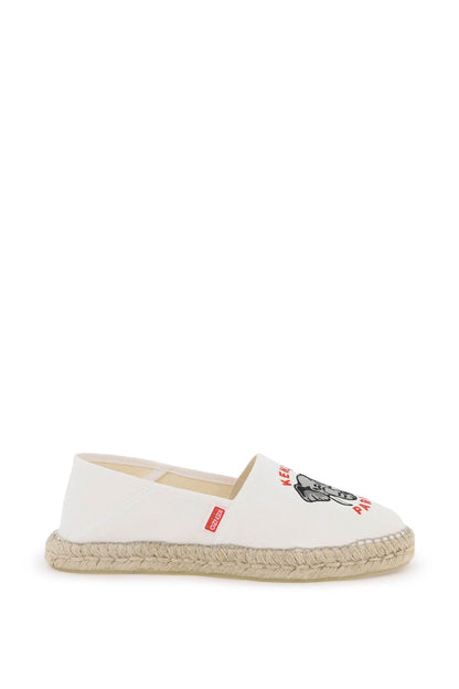 Canvas Espadrilles With Logo Embroidery  - White