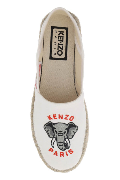 Canvas Espadrilles With Logo Embroidery  - White