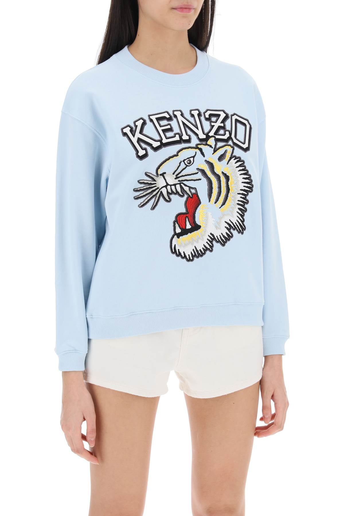 Tiger Varsity Crew-neck Sweatshirt  - Light Blue