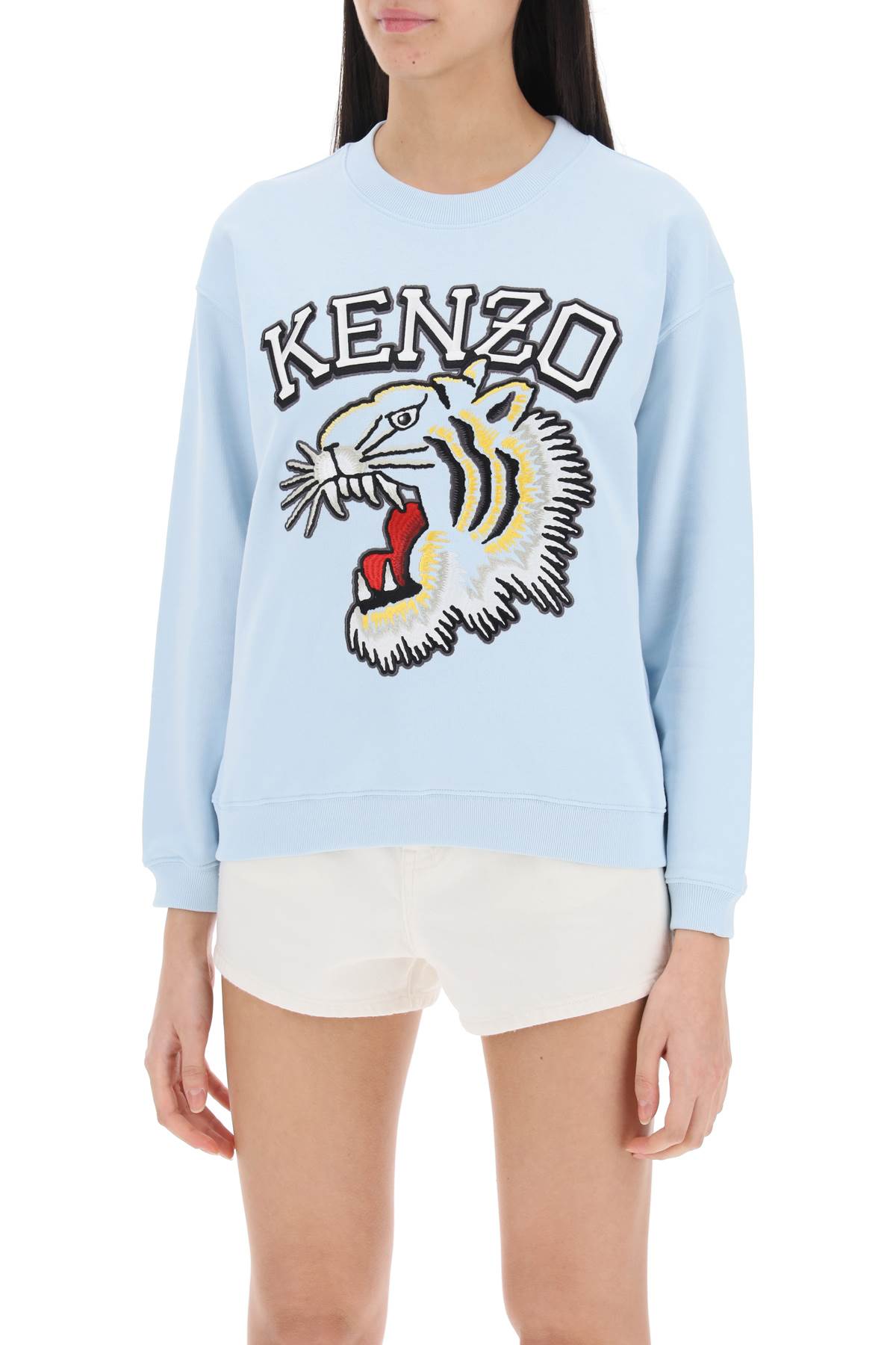 Tiger Varsity Crew-neck Sweatshirt  - Light Blue