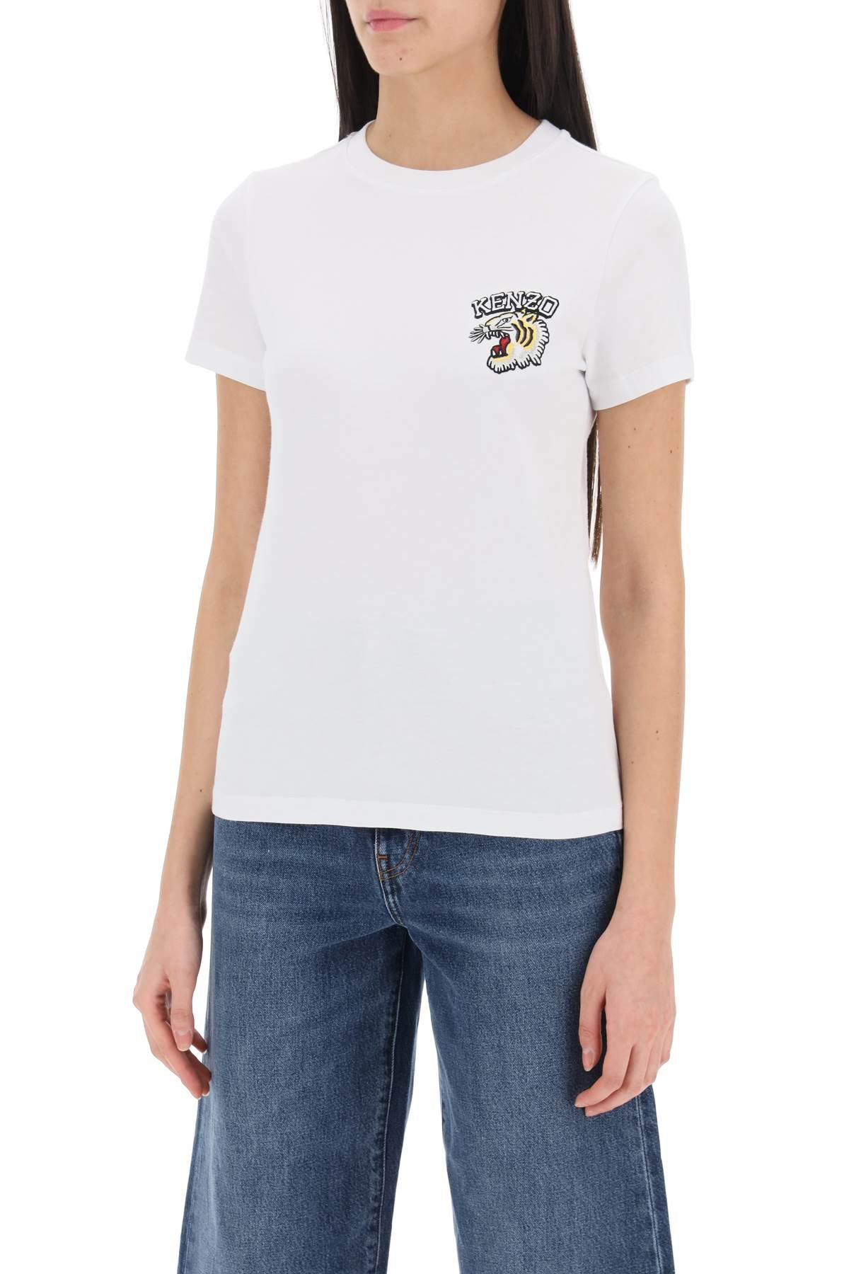 Crew-neck T-shirt With Embroidery  - White