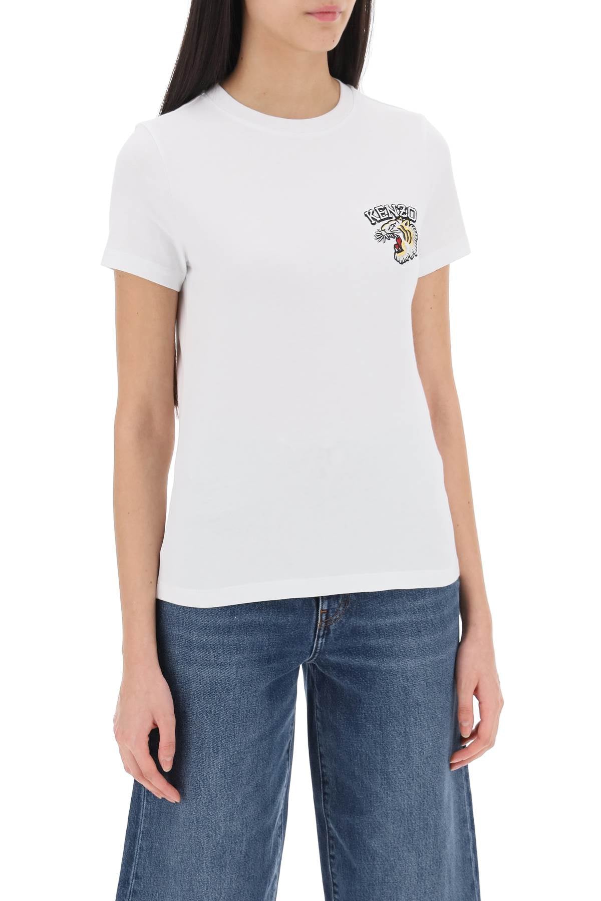 Crew-neck T-shirt With Embroidery  - White