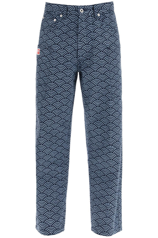 Monkey Workwear Jeans With Seigaiha Print  - Blue