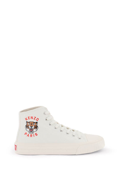 Canvas High-top Sneakers  - White