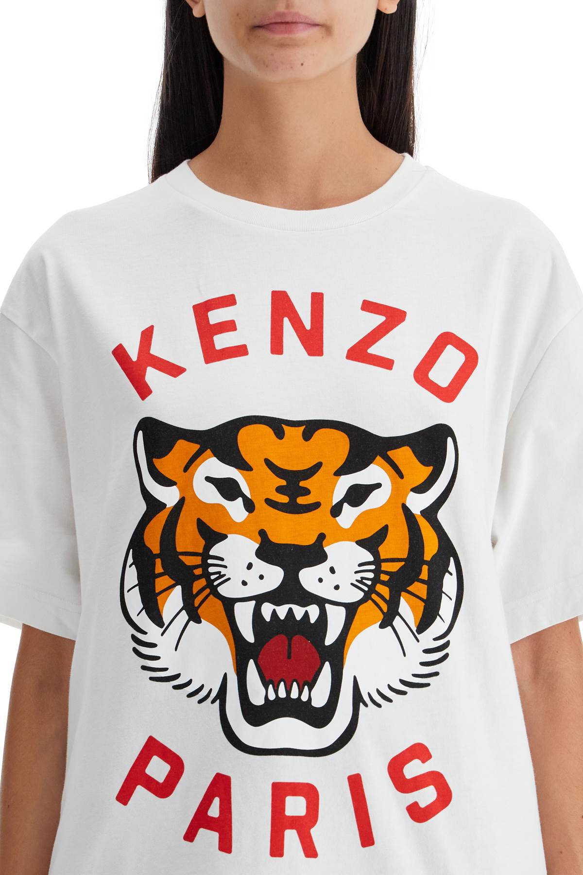 Lucky Tiger Crew-neck T-shirt  - White