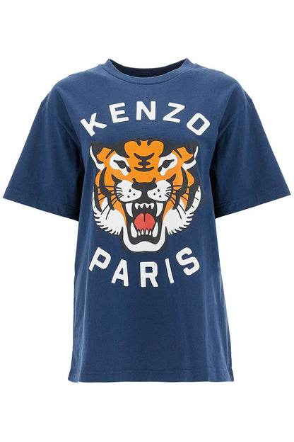 Lucky Tiger Crew-neck T-shirt  - Blue