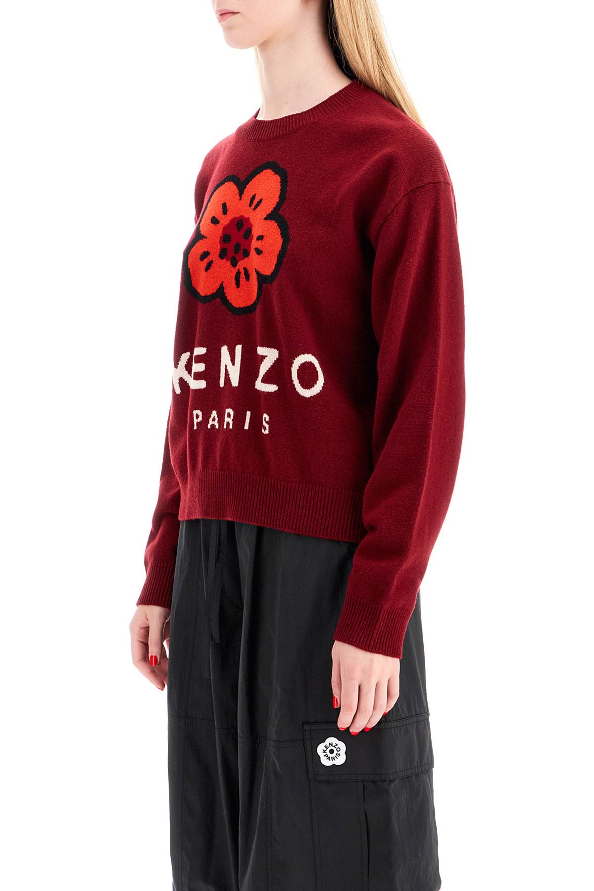 "boke Flower Wool Pullover  - Red