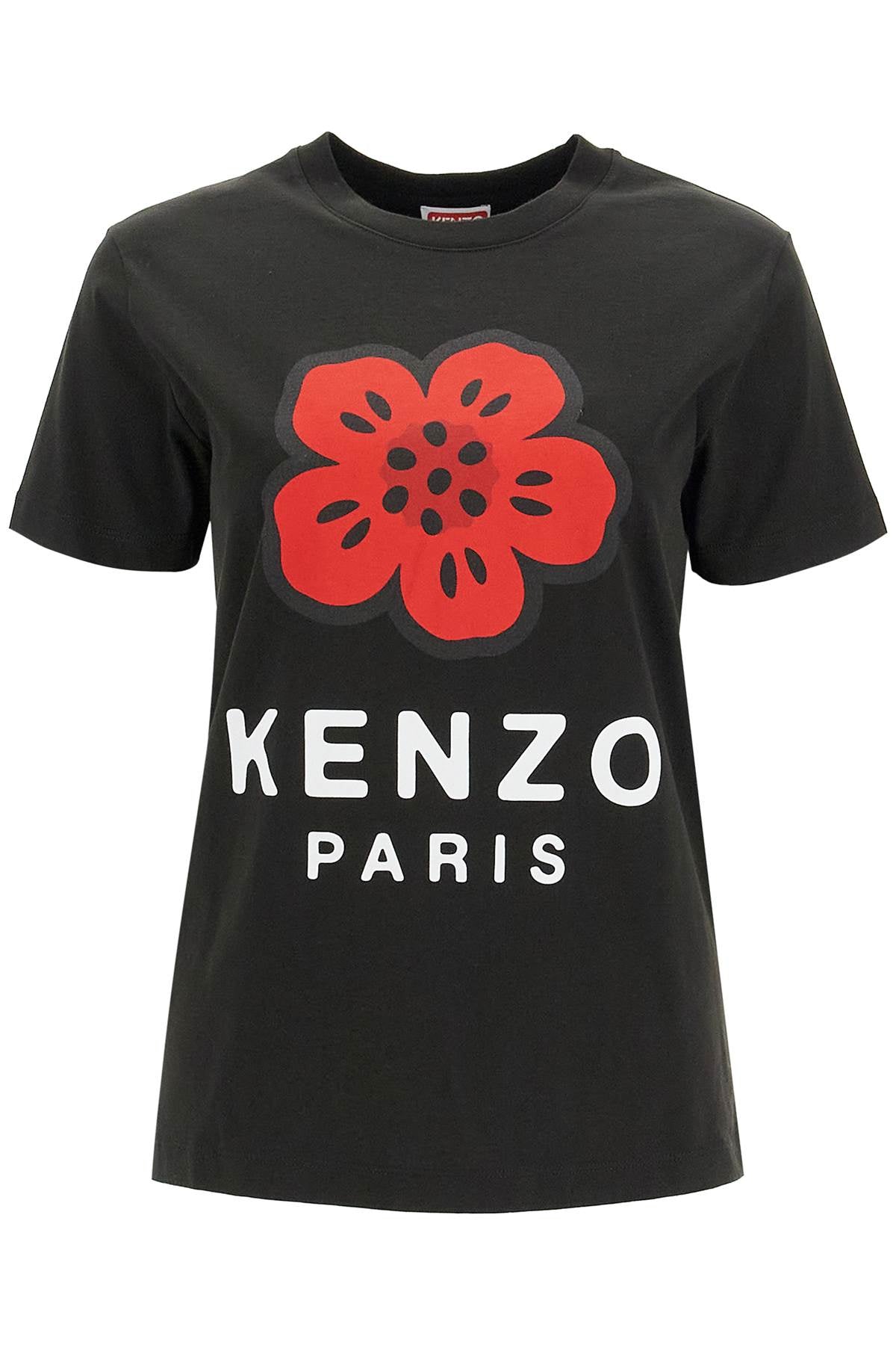 Flower Print T-shirt  - Black