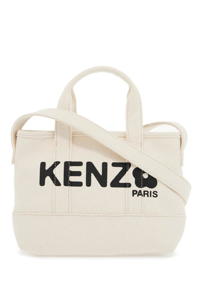 Small Kenzo Utility Denim Tote Bag  - White