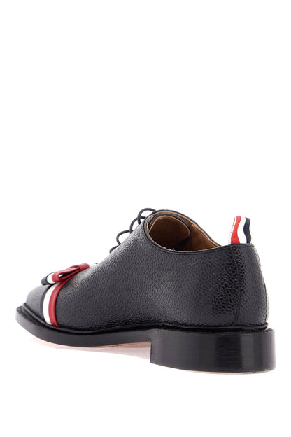 Elegant Wholecut Shoes In Black Calfskin With Rwb Bow  - Black