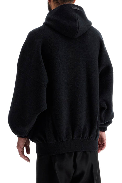 Hooded Knit Sweatshirt With  - Grey