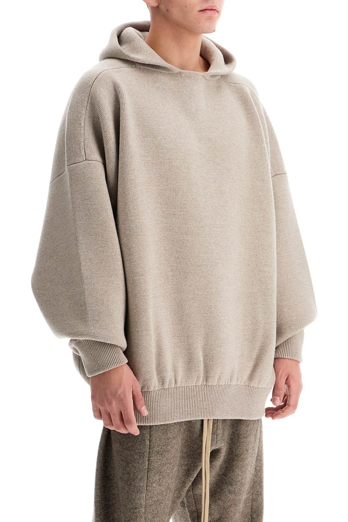 Hooded Knit Sweatshirt With  - Neutro