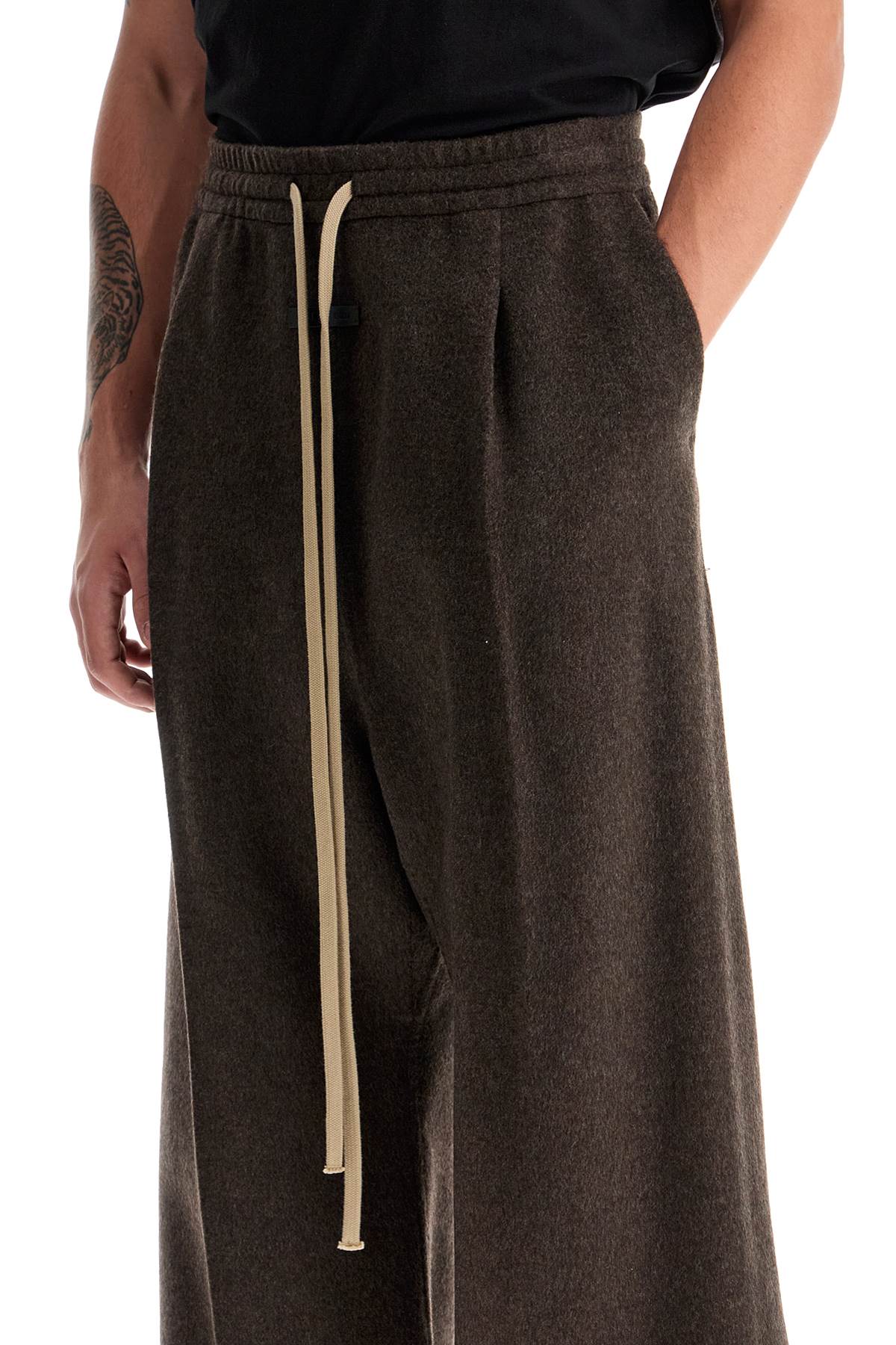 Brushed Wool Trousers  - Brown