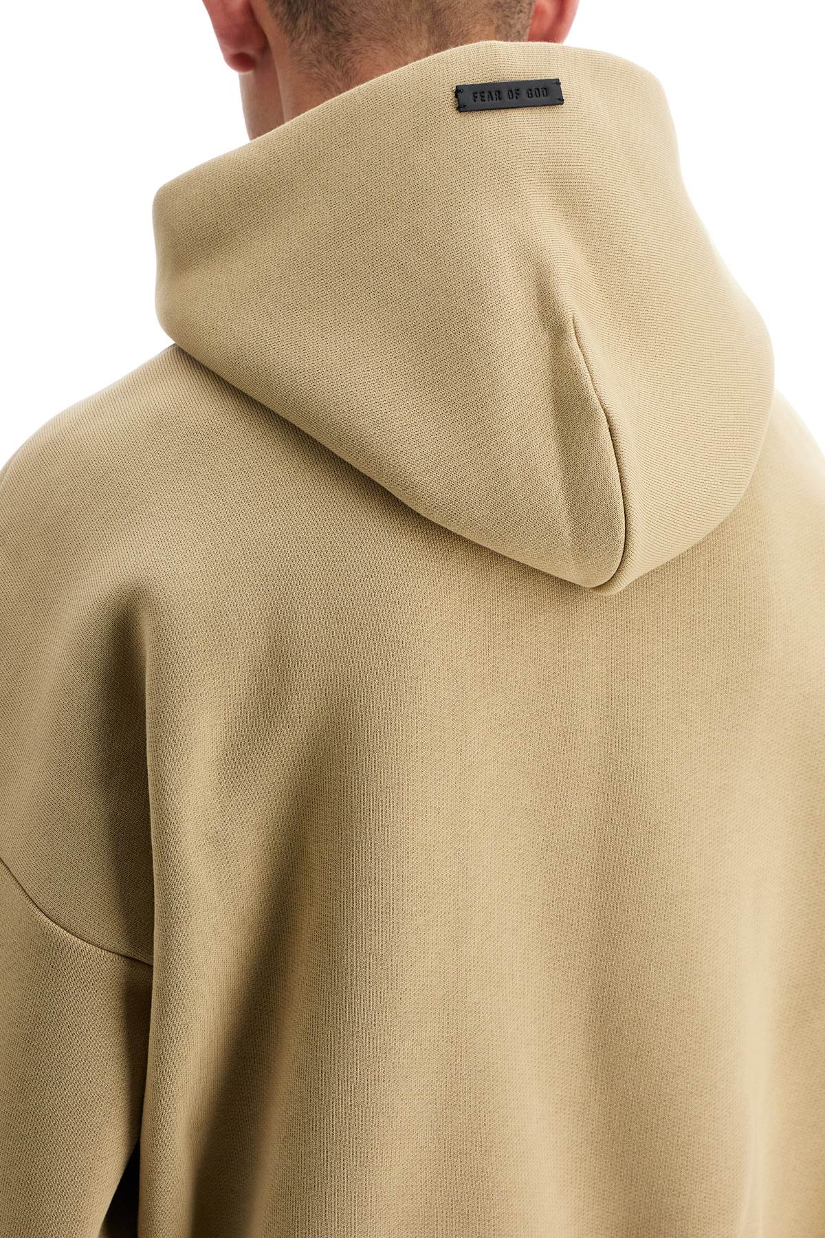 Hooded Sweatshirt With Half Zip  - Beige