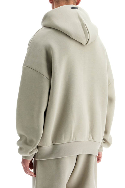 Hooded Sweatshirt With Half Zip  - Grey