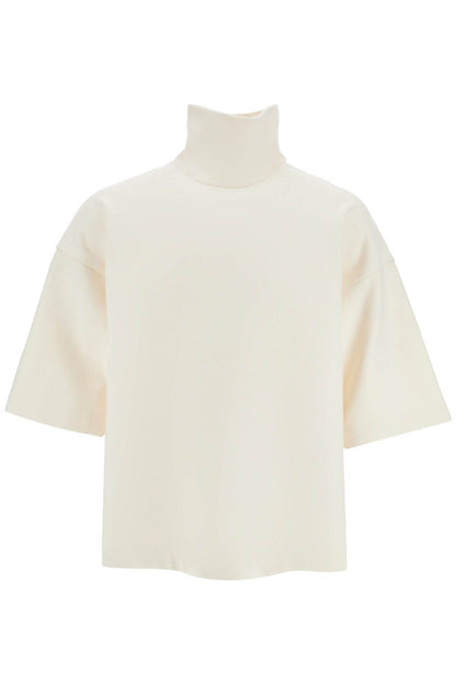 "oversized High-neck T  - White