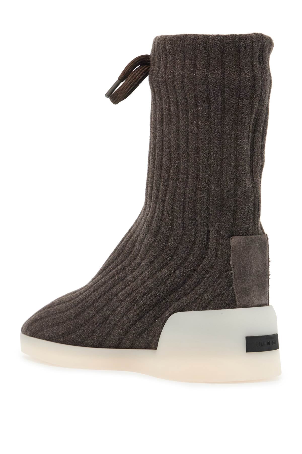 Knit Hi Ankle Boots  - Brown