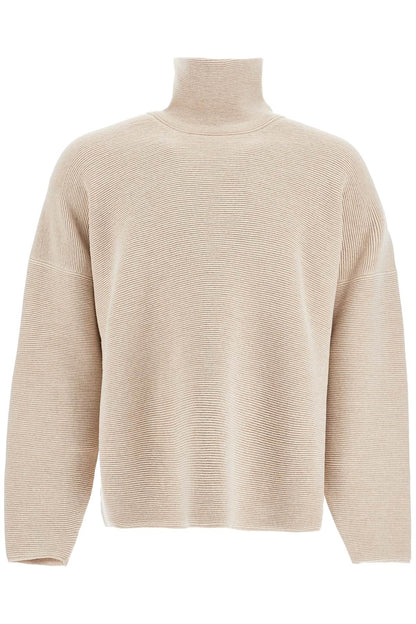 High-neck Ottoman Pullover  - Beige