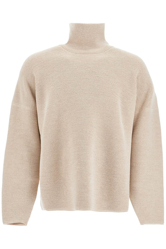 High-neck Ottoman Pullover  - Beige