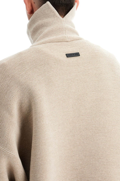 High-neck Ottoman Pullover  - Beige