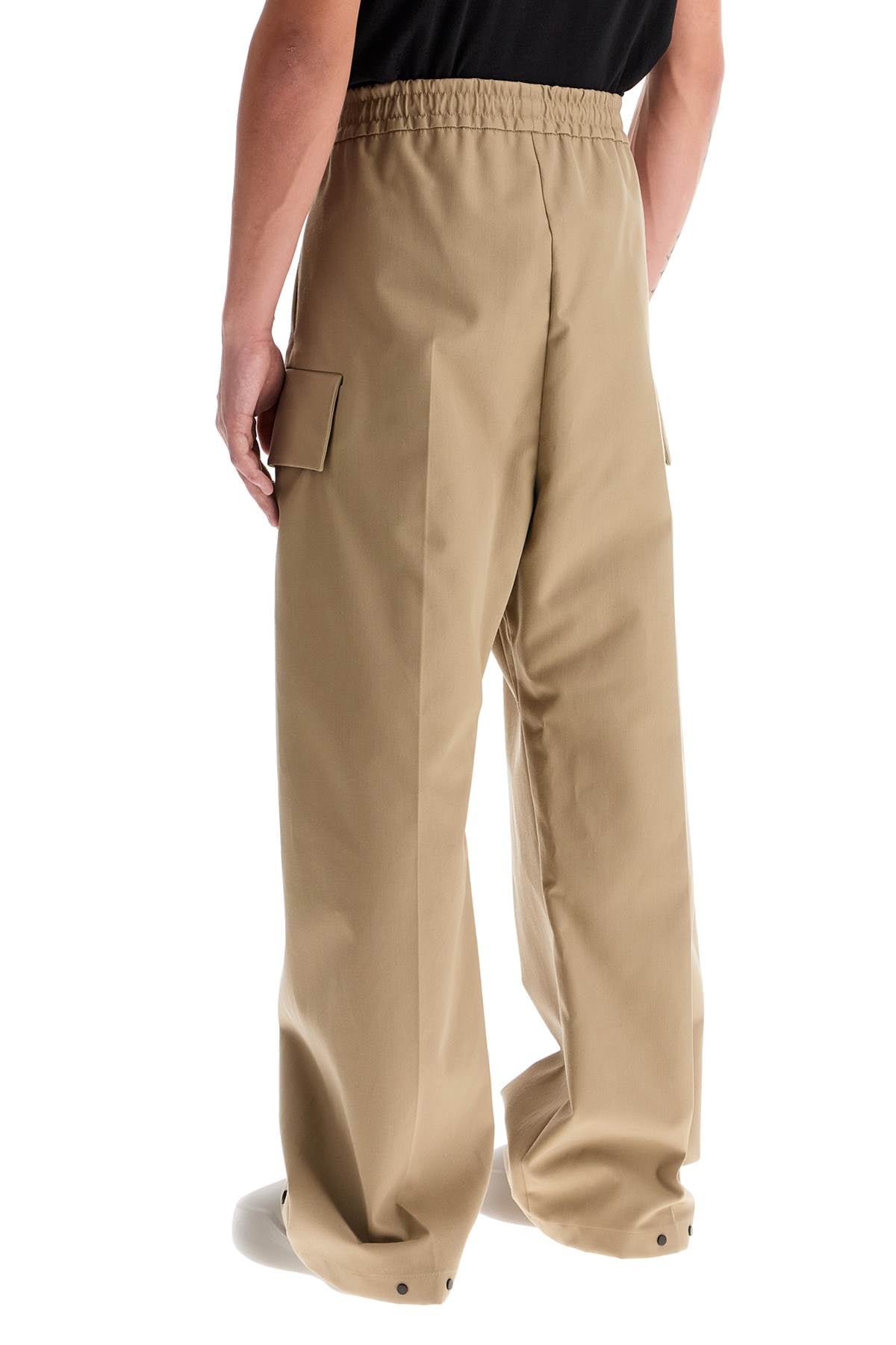 Cargo Wool And Cotton Blend Trousers  - Beige