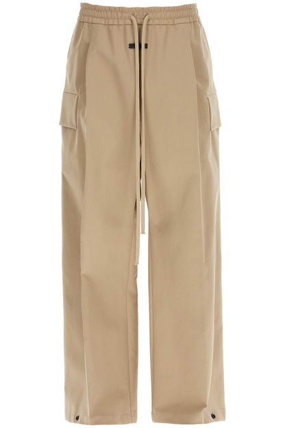 Cargo Wool And Cotton Blend Trousers  - Beige