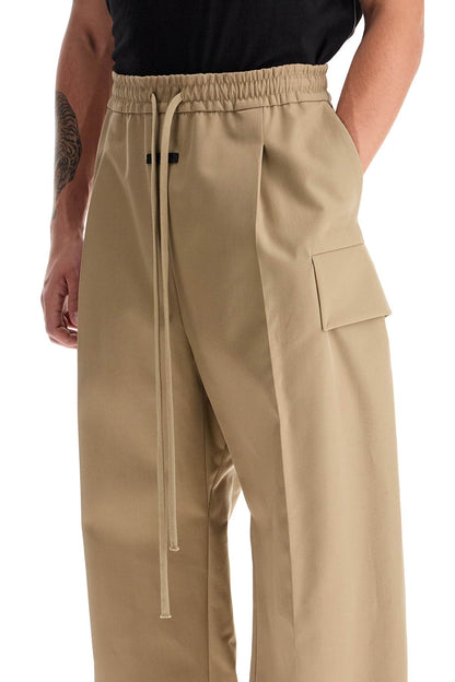 Cargo Wool And Cotton Blend Trousers  - Beige