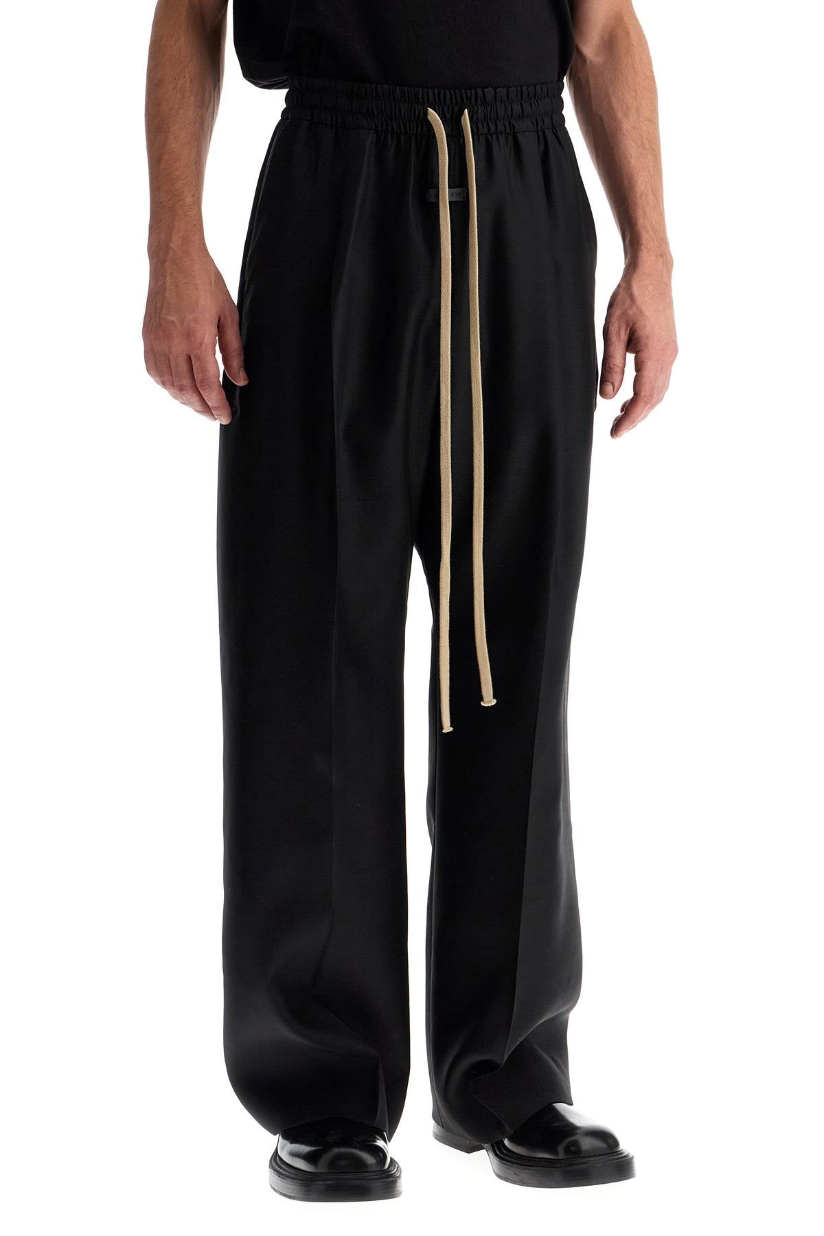 Wide Wool And Silk Trousers  - Black