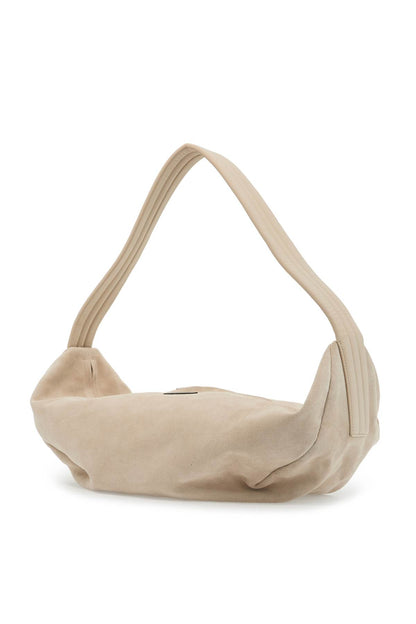 Suede Leather Shell Bag With  - Neutro