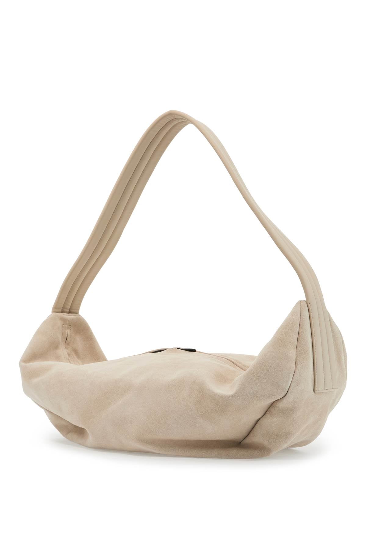 Suede Leather Shell Bag With  - Neutro