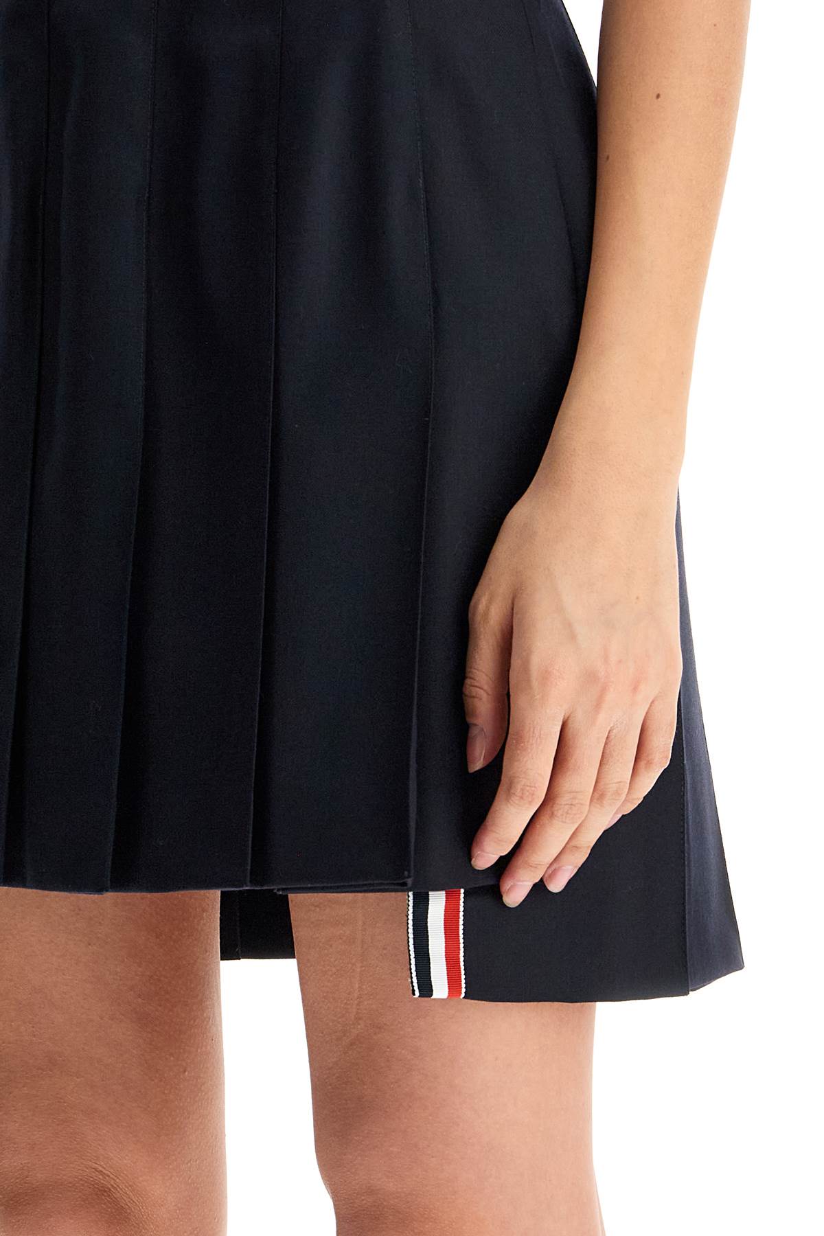 Wool Pleated Mini Skirt  - Blue