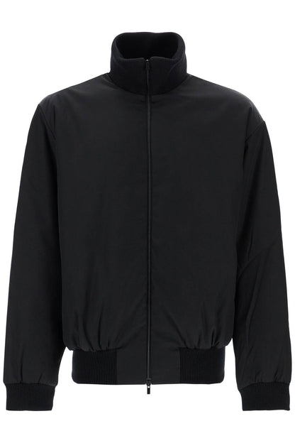 Black Nylon Bomber With High Collar  - Black