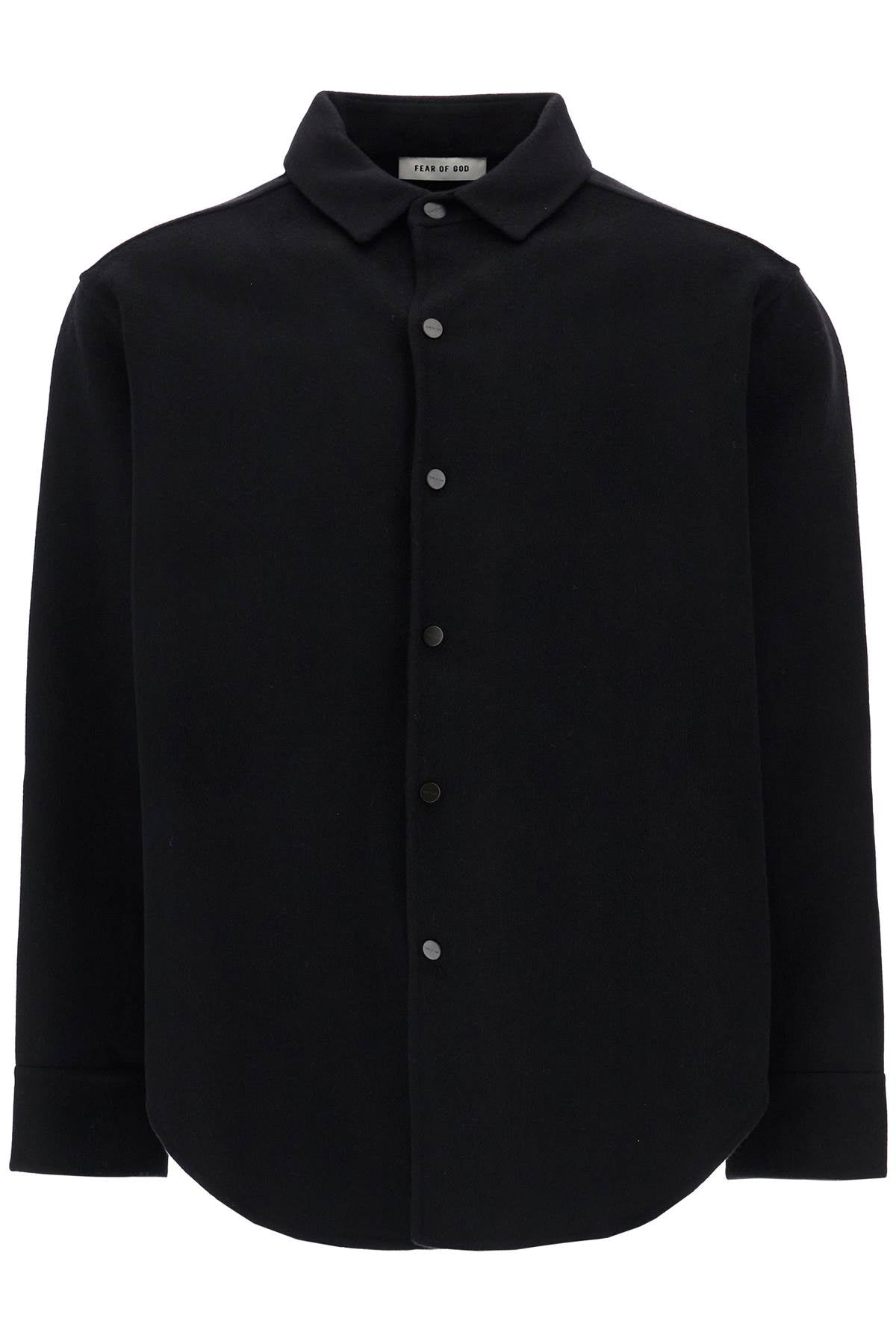 Oversized Virgin Wool Black Shirt  - Black