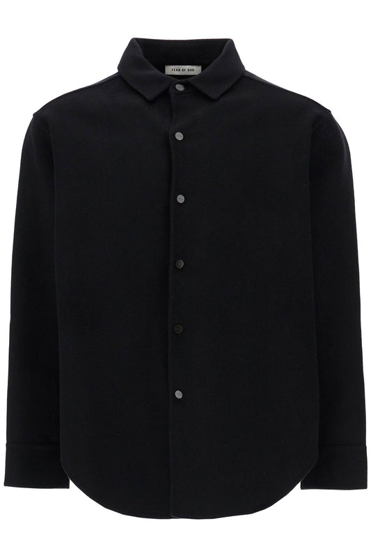 Oversized Virgin Wool Black Shirt  - Black