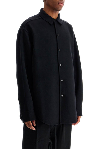 Oversized Virgin Wool Black Shirt  - Black