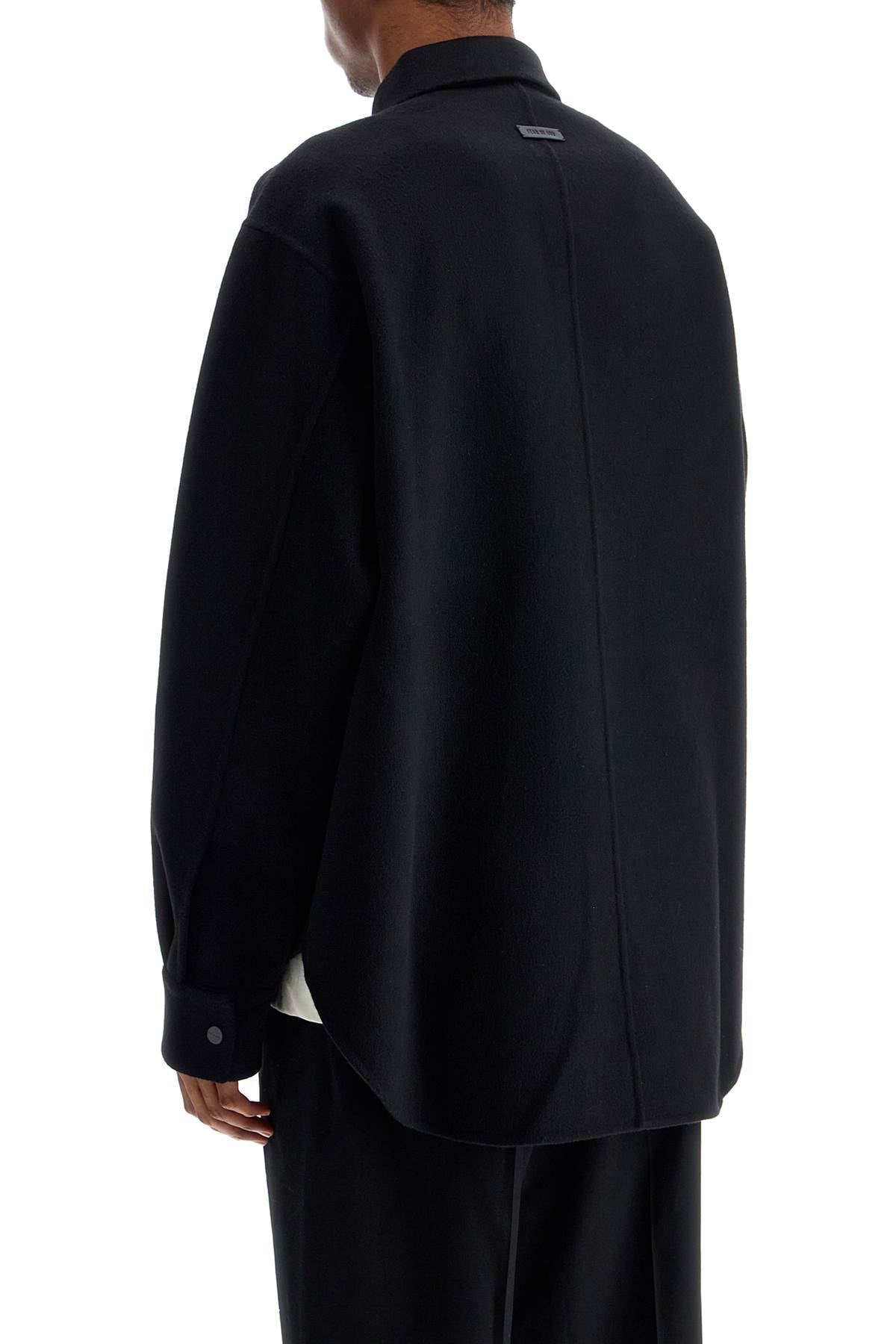 Oversized Virgin Wool Black Shirt  - Black