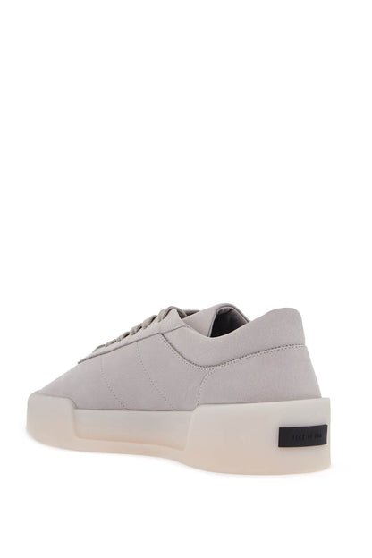 Low Top Sneakers Aerobic Light Gray Leather With Velcro Closure  - Grey